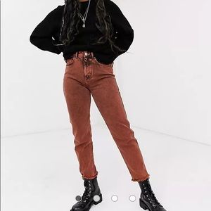 ASOS DESIGN Ritson original mom jeans in orange acid wash